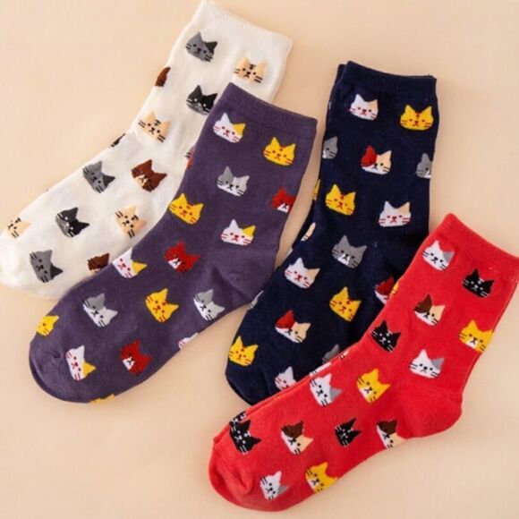 Colorful Cat Print Socks Bundle - Picture 2 of 5